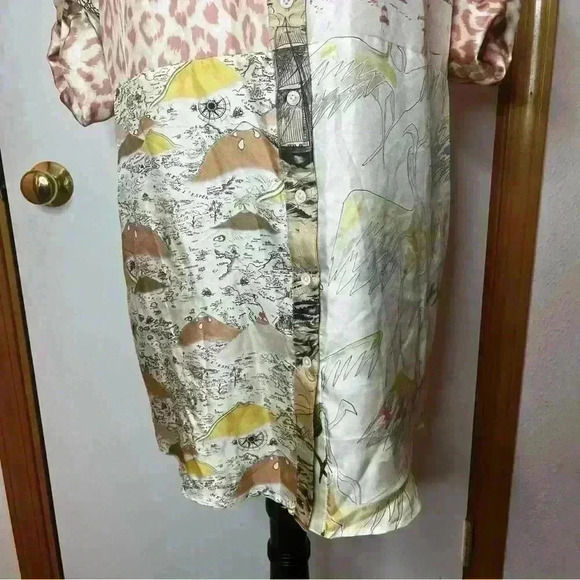 La Prestic Ouiston Open It Mao Collar Blouse Dress All Over Print Size 0 (US 4) - Picture 2 of 12